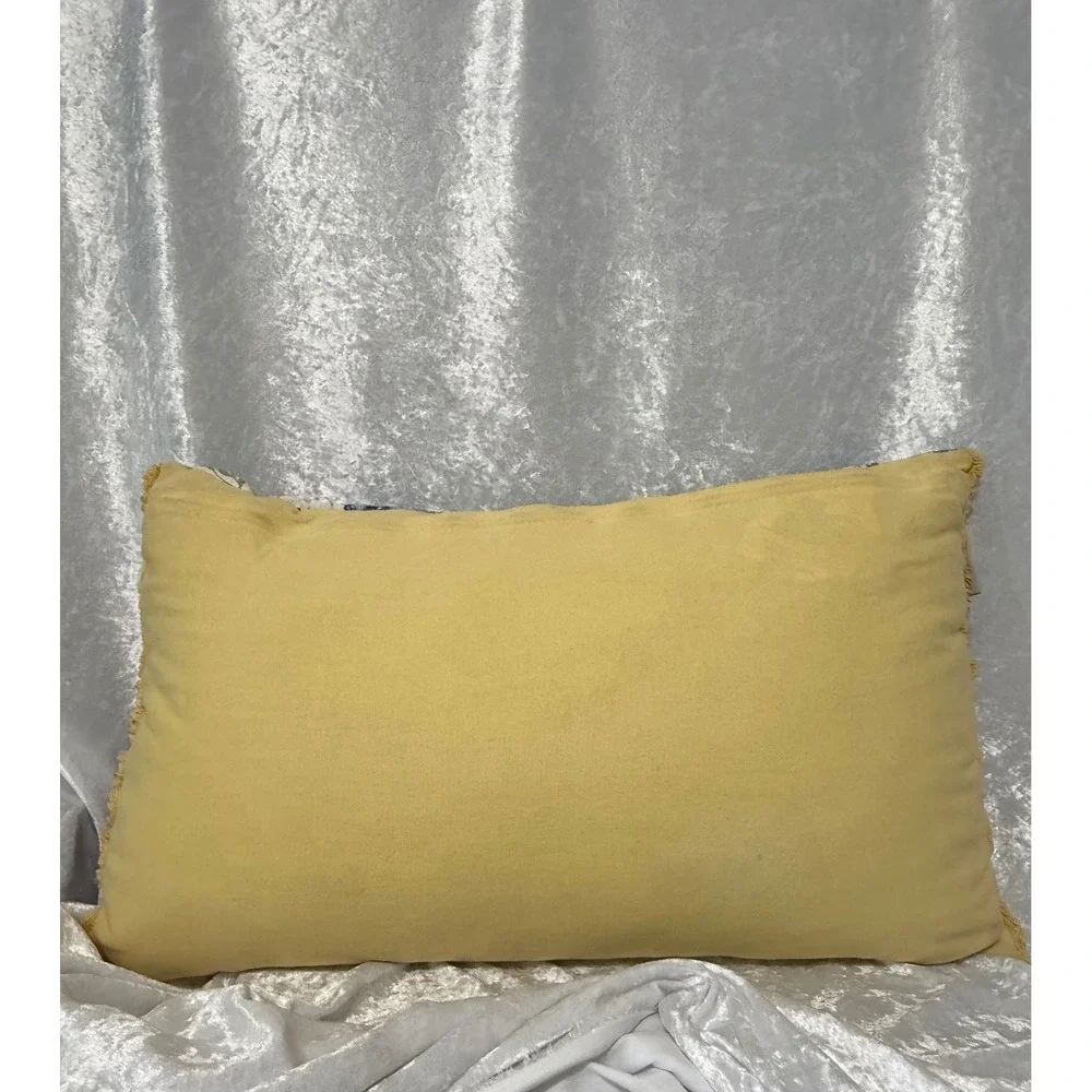 Primrose Vintage Floral Butterfly Beaded Fringed Throw Pillow Yellow Multicolor